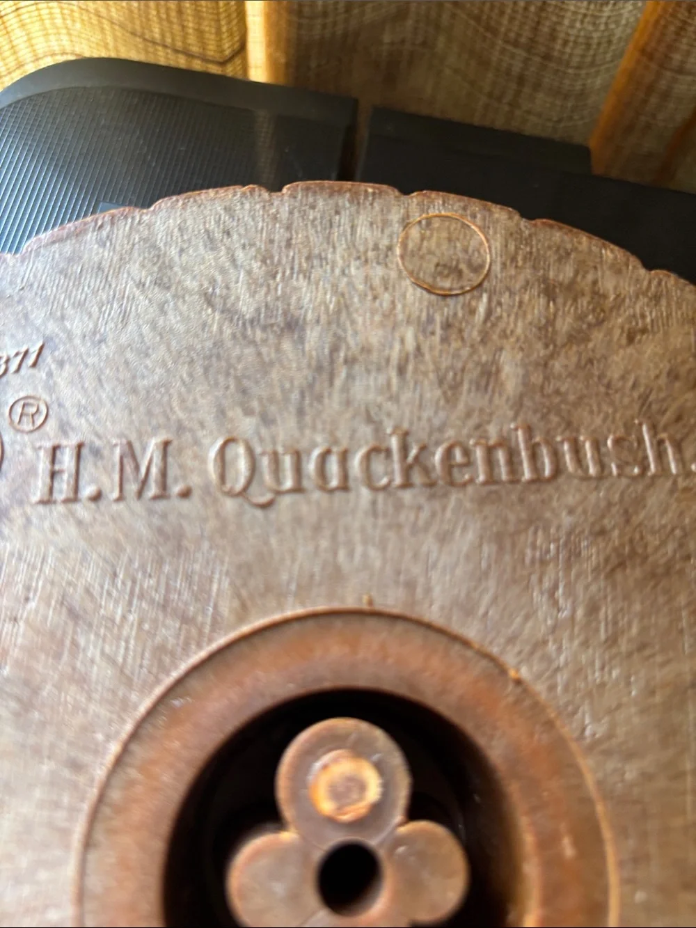 HA Quackenbush vintage wood look nut bowl